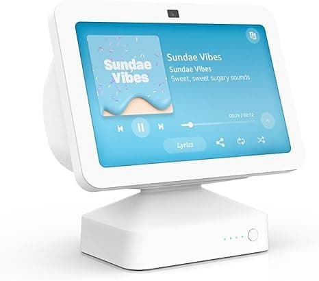 GGMM ES8 Battery Base for Show 8(3rd Gen), Adjustable Battery Charging Stand, Battery Dock to Make Smart Speaker Portable, White(Show 8 Not Included)