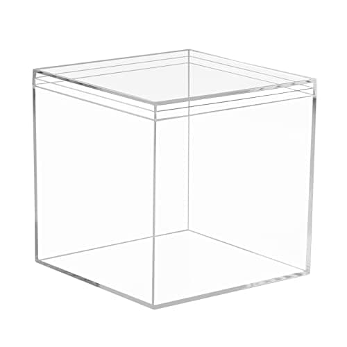 Worasign Clear Acrylic Box, Small Plastic Box Square Cube Containers with Lid Storage Case 4x4x4 Inches for Collectibles, Candy Pill,Tiny Jewelry Beads, Coins, Craft Supplies, Sewing,10x10x10 cm