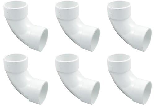 PVC Pipe Fitting, 90 Degree 2" Sweep Elbow 411-9130 - 6 Pack