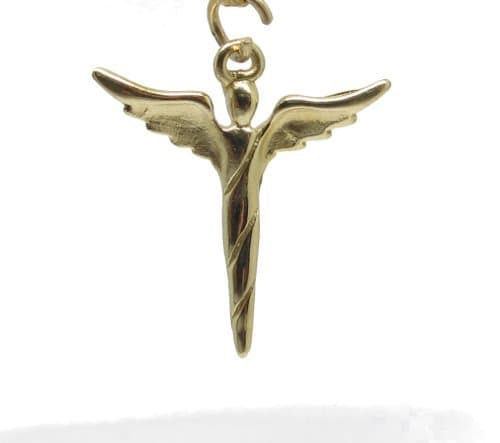 9ct Solid Yellow Gold Angel Charm Pendant