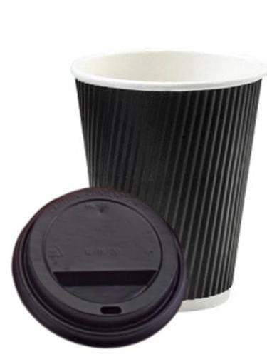 500 Sets of 12oz Insulated Black Paper Coffee Cups with Lids, Disposable Hot Beverage Cup for Coffee, Tea - Leak-Proof Disposable Coffee Cups for Home, Office and Cafes