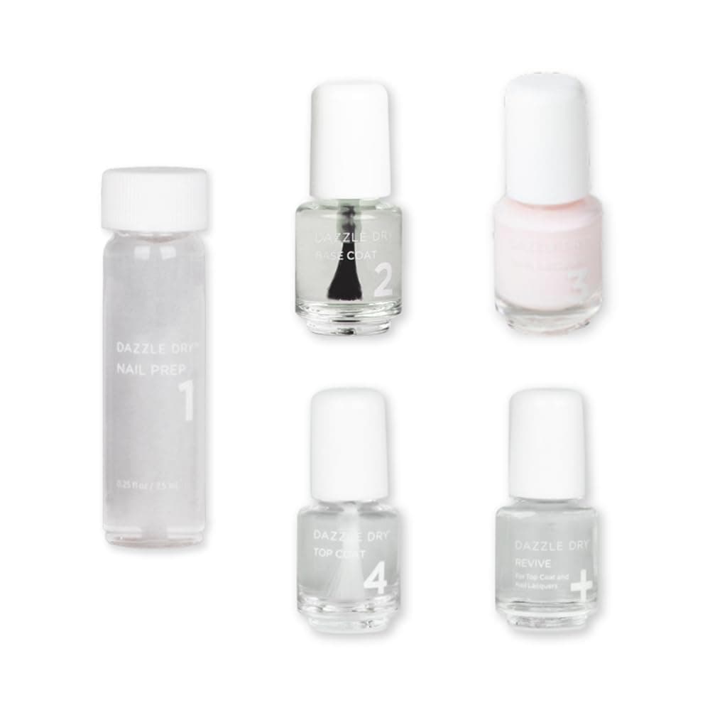 Mini Kit 4 Step System - At First Blush - A pale, subtle off-white pink. Full coverage cream. (5 Piece Kit / 5 Manicures)