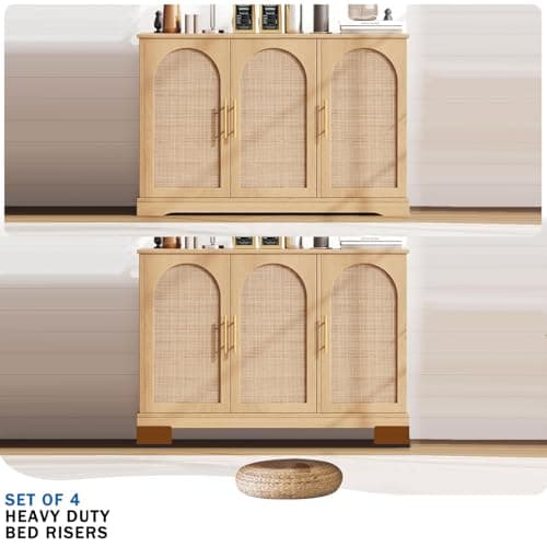 Furniture Risers 3 inch, Rectangle Adjustable Risers Blocks for Bed Sofa Table and Couch Lift to 1.5 or 3 inch,Heavy Duty Support Up to 1,300 Lbs (4 Pack-Brown)