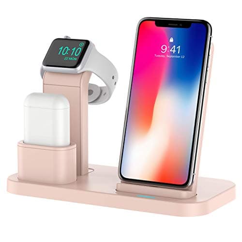 Conido Adjustable Wireless Charger for iPhone, 3 in 1 Charging Stand for Apple Watch AirPods Charging Station Stock Holder Compatible iPhone 11/PRO/XR/X/8 Plus/8(Not fit iWatch 5