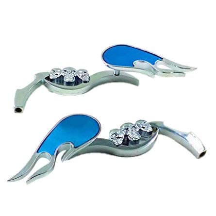 Skull Flame Rear View Rearview Side Mirror Cruiser Chopper Custom Street Bike Cafe Racer (Chrome)