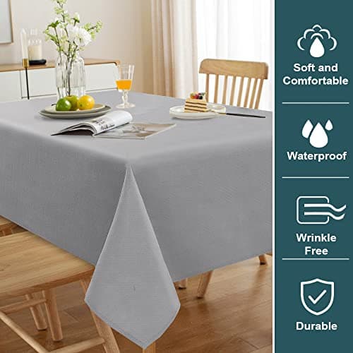 FantasDecor Square Tablecloth Linen Table Clothes for Square Tables Wrinkle Resistant and Waterproof Washable Fabric Cover for Dining Room and Outdoor Use, Grey, 54 x 54 Inch