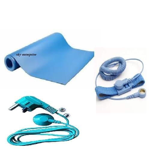 Sky-Zero Volt Therapy kit Grounding Mat Pad Earthing Sheet With 3 pin Plug & Grounding Wrist Band for Grounding Human body volatge (SIZE) (1X1.5 FT)