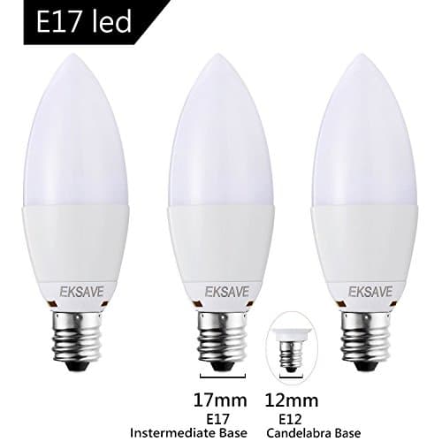 EKSAVE (3Pack) 7W Candelabra led E17 LED Bulb, Equivalent 60 Watt Light Bulbs , E17 InstermediateBase,700 Lumens LED Lights Not Dimmable, (Warm White 3000K ) maybe know(E17/E14/E12 led)in Google first