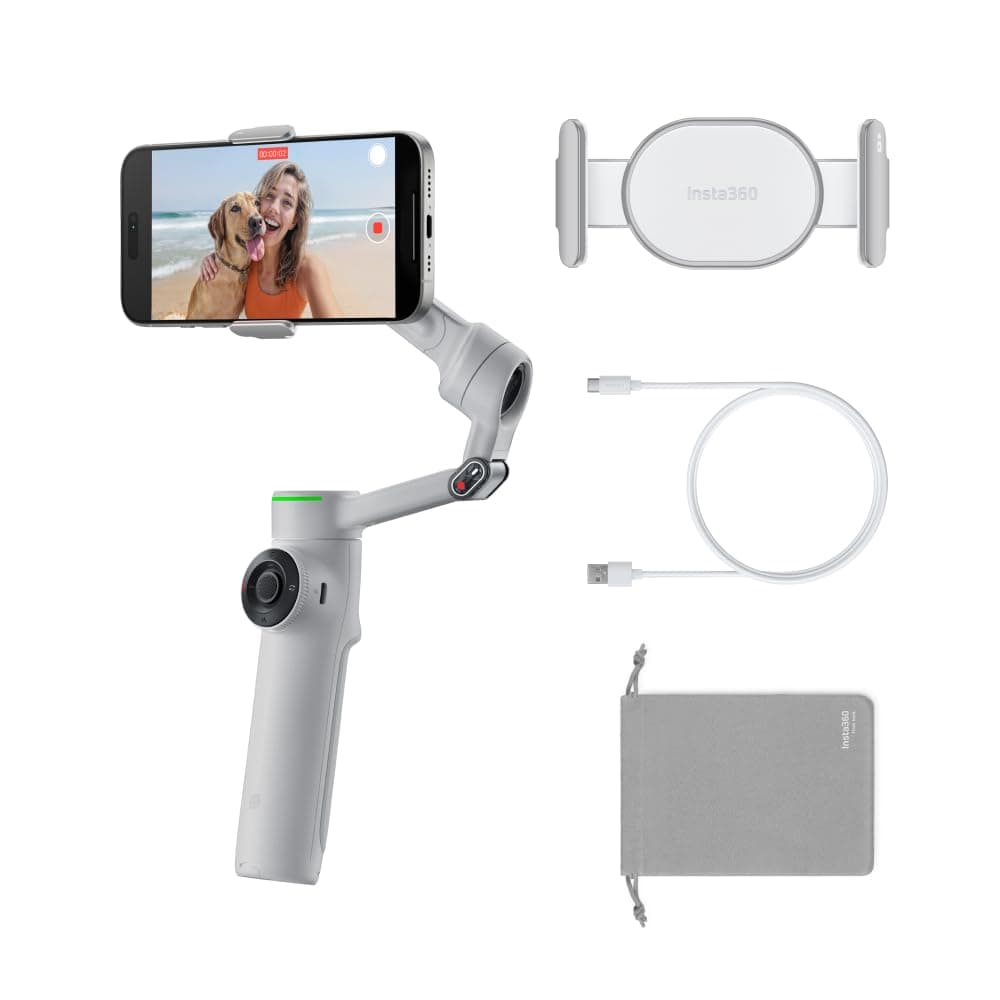 Flow 2 Pro Grey- Foldable AI Phone Gimbal, Track in 200+ Apps with Apple DockKit, Multi-Person Tracking, 360º Pan Tracking, Built-in Tripod/Selfie Stick, iPhone/Android Portable Stabilizer