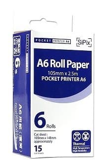 SiPix Pocket Printer A6 Thermal Roll Paper (6 Rolls)