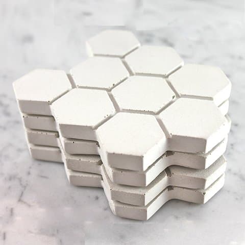 Concrete Hexagon Coasters, Large White