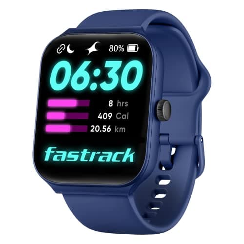 Fastrack Limitless FS1 1.95" Biggest Display with BT Calling| in-Built Alexa|100+ Sport Modes with AI Coach|Stress Monitor|24 * 7 HRM| Upto 5 Day Battery|Fashion Smart Watch (Blue)