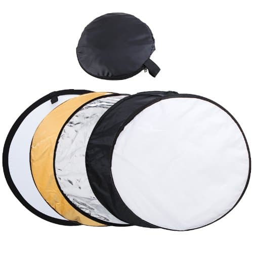 Helloo 32" 80CM 5 in 1 Reflector (Translucent, Silver, Gold, White, and Black) Pro Premium Grade Collapsible Disc Soft Round Portable Collapsible Multi Disc Light Photographic Lighting Reflector for Studio or any Photography Situation