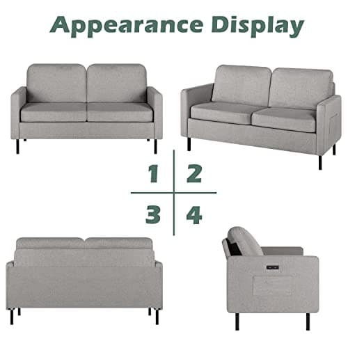 STHOUYN 56" W Fabric Loveseat Sofa with 2 USB, Small Couches for Living Room,...