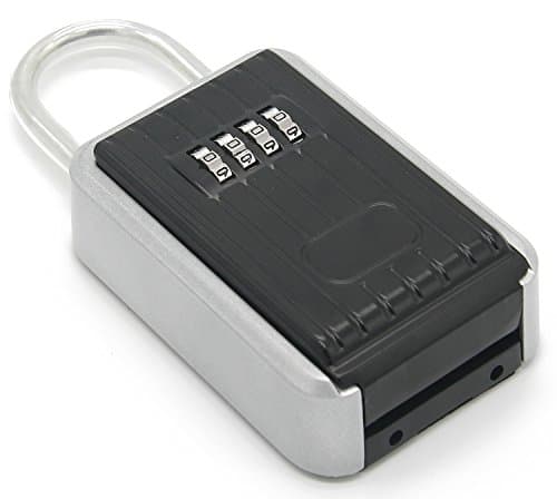 Realtor Key Lock Box with 4-Digit Pin Combination and Shackle - Perfect for Realtors, Guests, Tenants, Secure Portable Key Storage - Can Hang from Door Handle or Fence - Sturdy Metal Lock