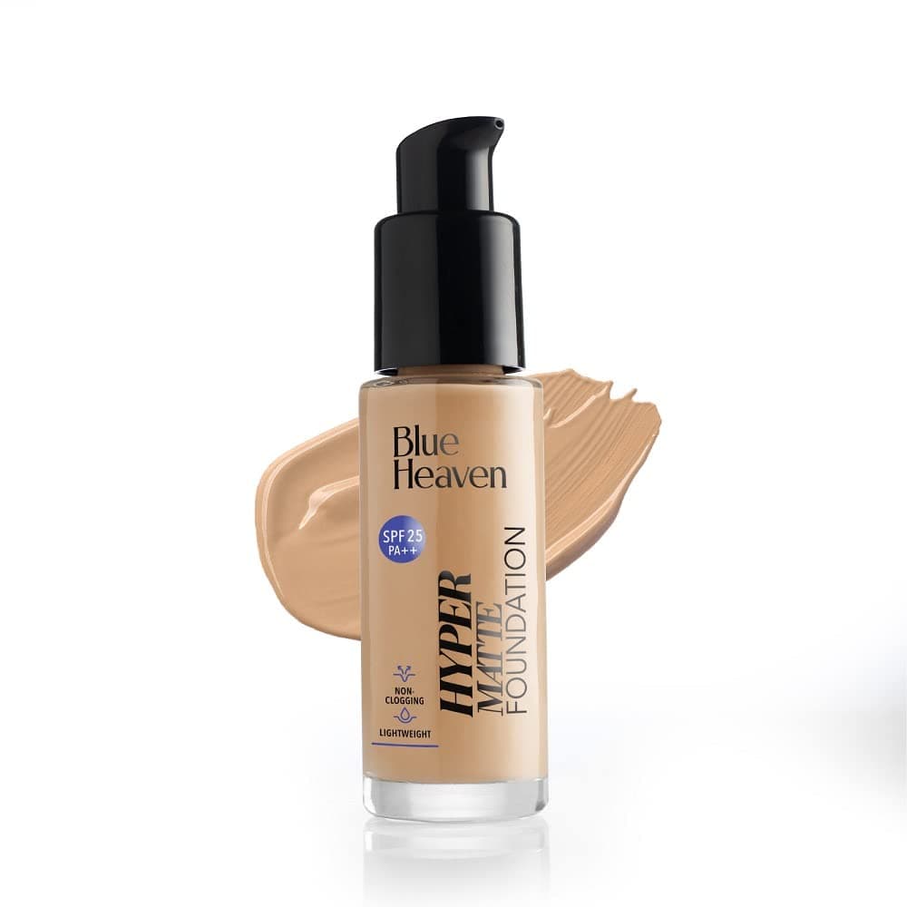 Hyper Matte Foundation for Face Makeup with SPF 25 PA++, Matte Finish, Non Pore Clogging, Light Weight Formula, Medium Coverage for All types of Skin, Cream 302-Honey Tan, 30ml