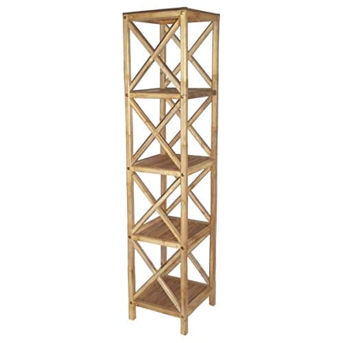 Bathroom Tower Shelf 5 Tier Shelving Storage Bamboo Unit