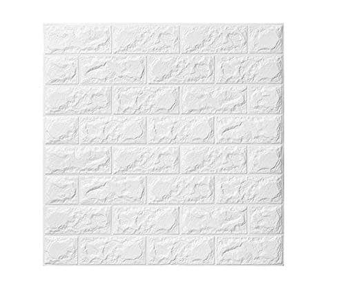 3D Brick Wall Stickers Wall Paper Self-Adhesive Panel Decal PE Wallpaper Peel and Stick Wall Panels for TV Walls, Sofa Background Wall Decor (19.35 sq.ft Brick White 1) (White 10 Pieces)