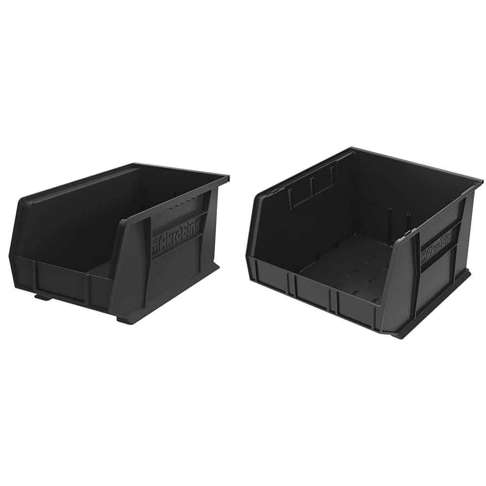 Akro-Mils Plastic Storage Bins Bundle (15-Inch x 8-Inch x 7-Inch) and (18-Inch x 16-Inch x 11-Inch)