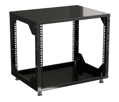 9U 482.6mm (19") Mini Rack - Open Frame - 440 mm Depth - Black - Server Enclosure - Studio Cabinet - Flight case