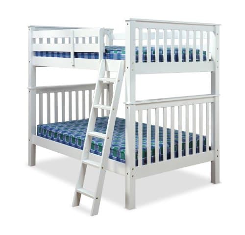 4FT OVER 4FT AMANI MALVERN BUNK BED IN WHITE WITH 2 FLEX 1000 MATTRESSES AND TWO UNDERBED DRAWERS