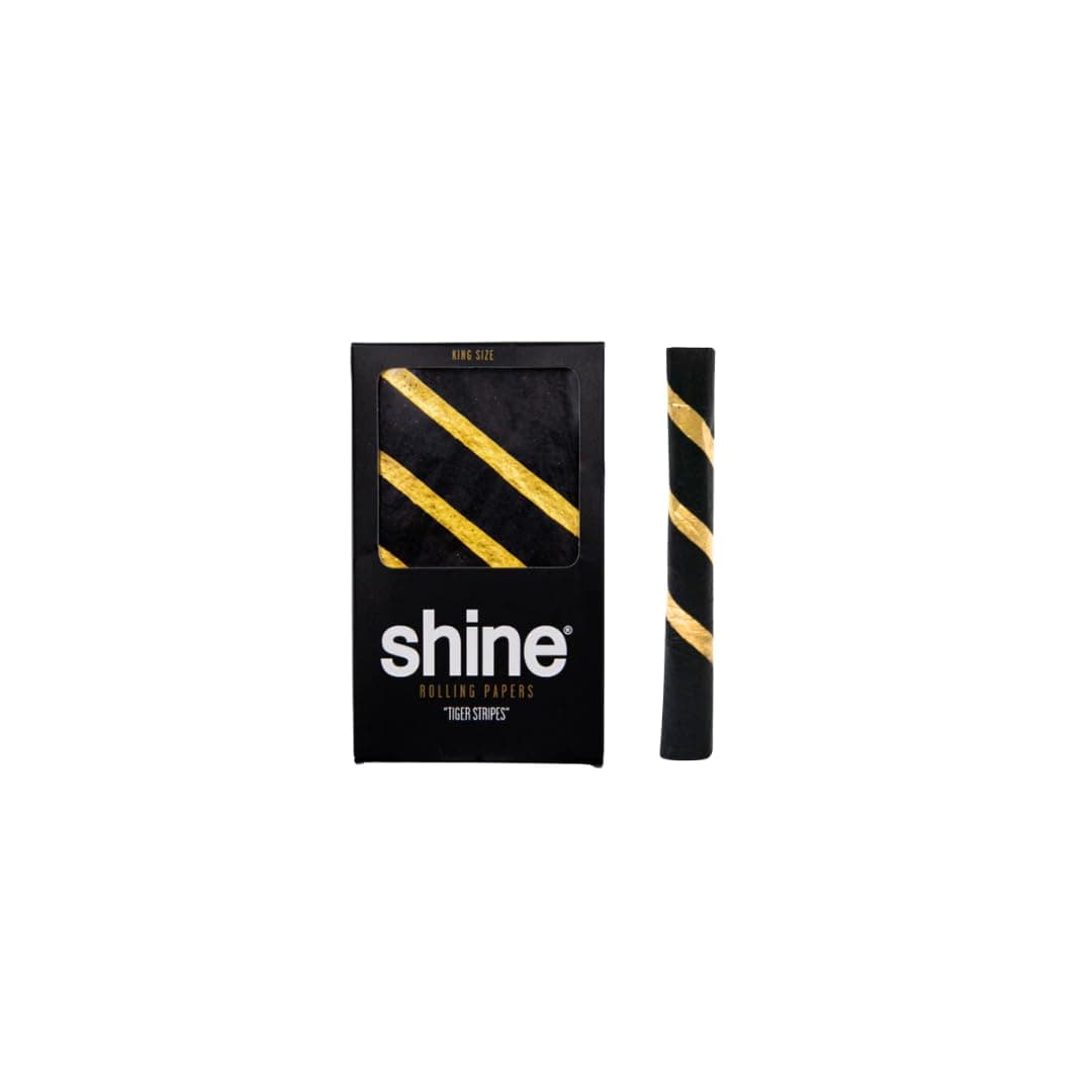 Shine Papers Tiger Stripes King Size Rolling Papers (1 Sheet Pack) Black and Gold for Luxury Gifts with Natural Raw Hemp and 24k Paper