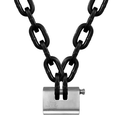 The Ultimate Motorcycle/Trailer / Camper Security System Pewag 7/16" (12mm) 3012 Galvanized Security Chain Kit - 3 ft (91.4cm) Chain & Viro Padlock. Unbreakable with Bolt Cutters!