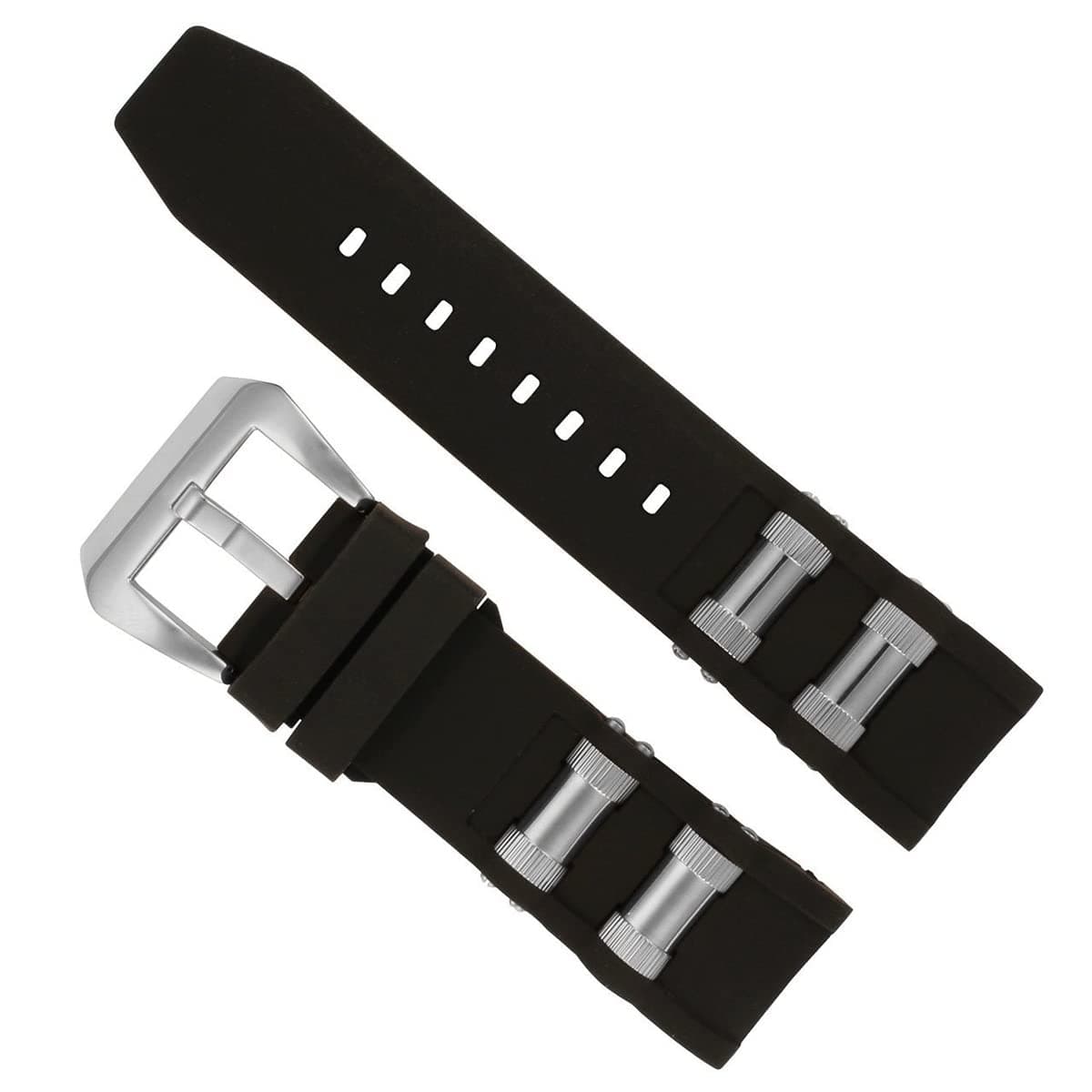 Replacement Generic Watch Band Black with Steel Inserts for Invicta 1088 Russian Diver Watches