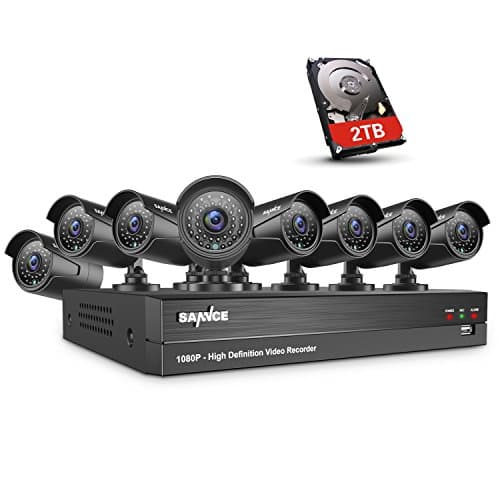 SANNCE 8-Channel 2TB Hard Drive Home Security Camera System, 1080P HD-TVI DVR Recorder and (8) 2.0MP 1080P 120ft Night Vision Indoor/Outdoor Weatherproof Surveillance Bullet Cameras