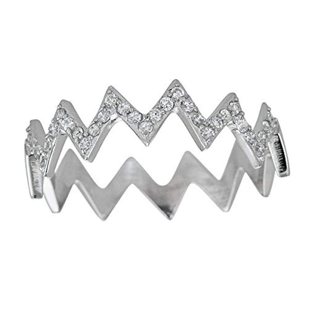 Sterling Silver Zigzag Eternity Cubic Zirconia Ring