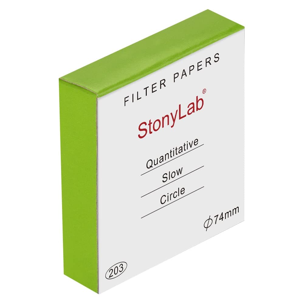 stonylab Quantitative Filter Paper, 100 Pack Slow Flow Rate Cellulose Filter Paper Circles with 10 Micron Particle Retention, 74 mm Diameter
