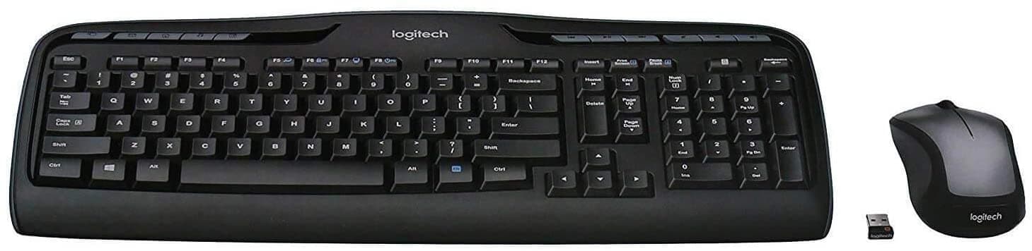 Logitech MK335 Quiet Wireless Keyboard and Mouse Combo - Black/Silver Keyboard and Mouse Combo Wireless, Ambidextrous