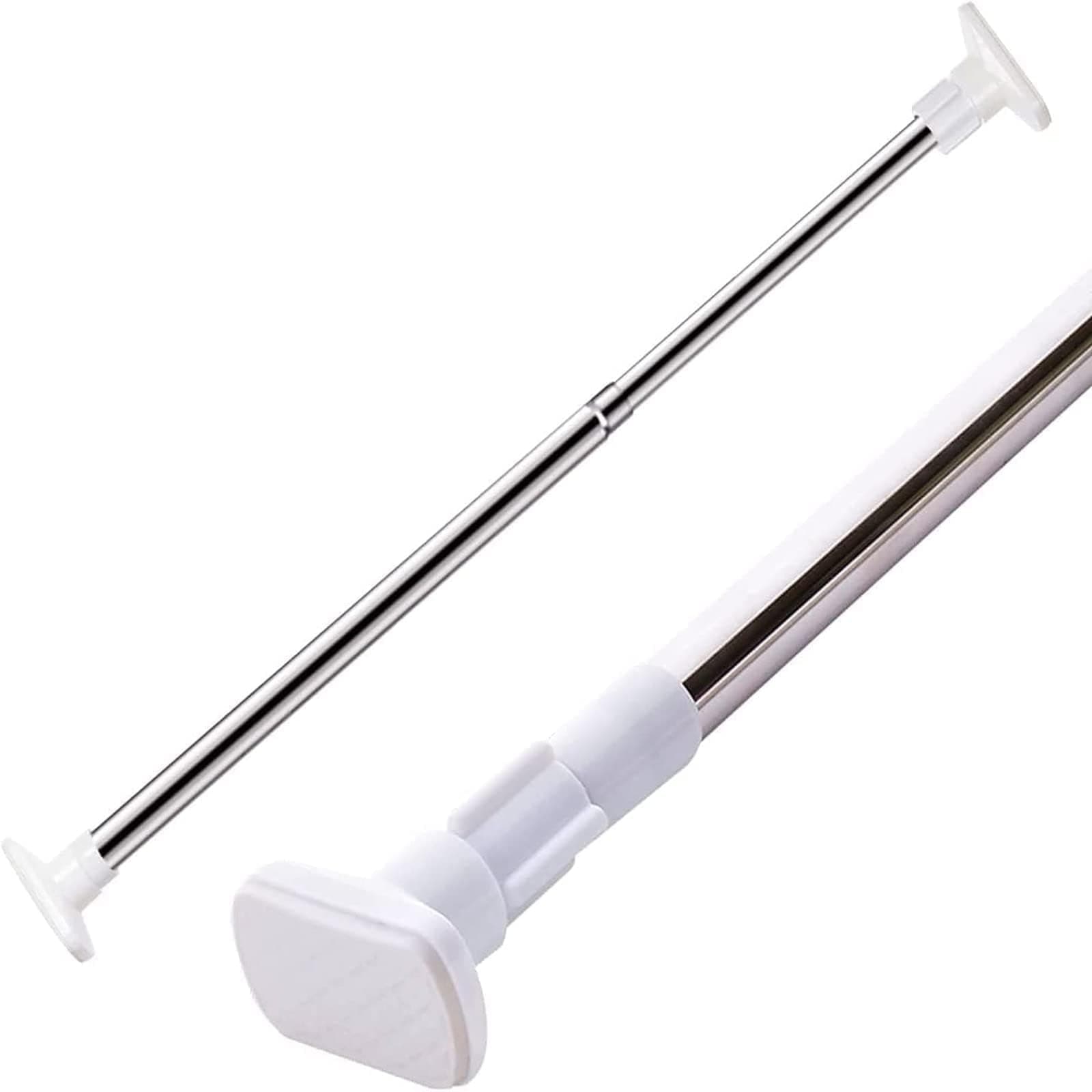 Veximind Extendable Clothes Rail, Adjustable Curtain Rod No Drilling, Spring Tension Rods for Window DIY Projects Cupboard Wardrobe Small Curtain Rods Short Tension Rod (38-56cm White)