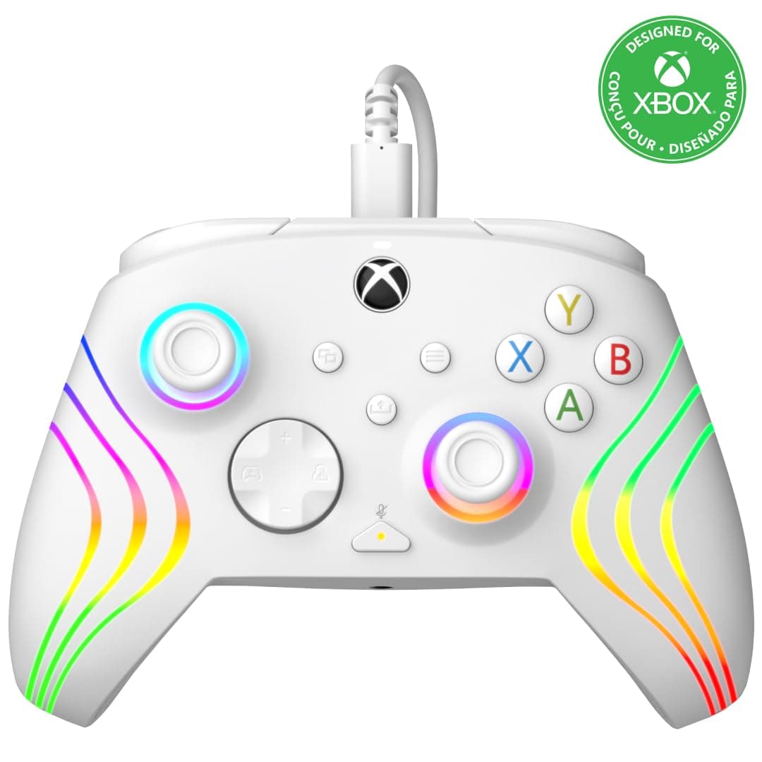 PDP AFTERGLOW XBX WAVE WIRED Controller WHITE for Xbox Series X|S, Xbox One, Officially Licensed