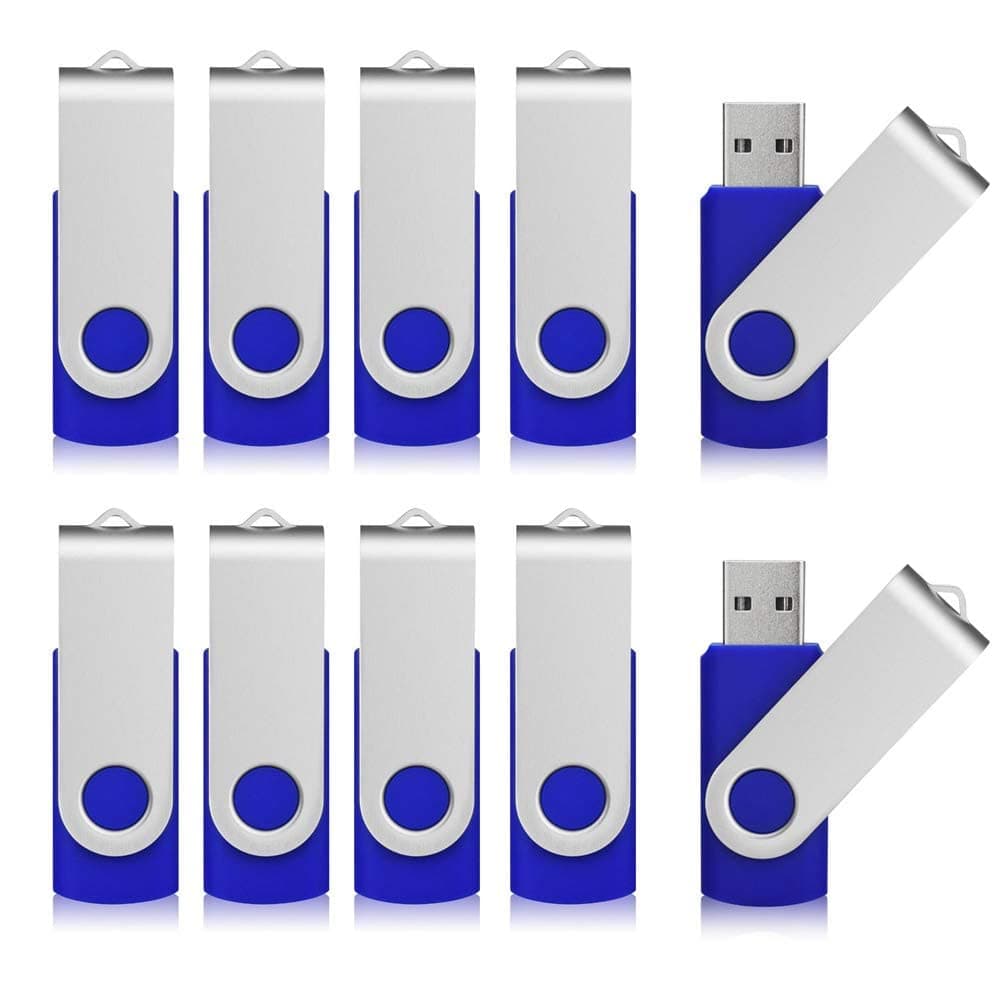 Aiibe 16GB Flash Drive 10 Pack USB Flash Drives 16G USB 2.0 Memory Stick Thumb Drive Data Storage Swivel Keychain Design Pen Zip Drives Wholesale/Lot/Bulk (10 Pack, 16GB, Blue)