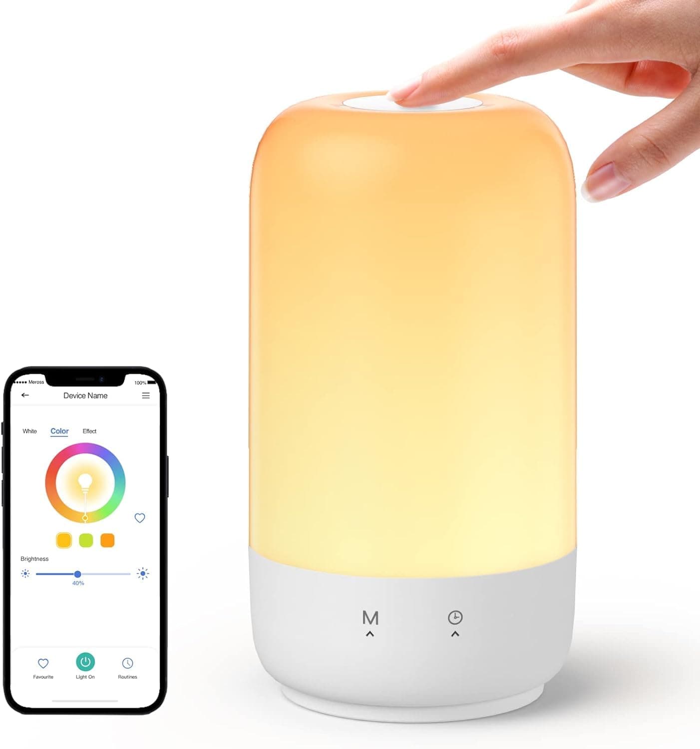 meross Smart Table Lamp for Bedroom, Bedside Lamp Support Apple Homekit and Alexa,Tunable White & Multi-Color, WiFi LED Nightstand Lamp,Touch Control, Voice and APP Control