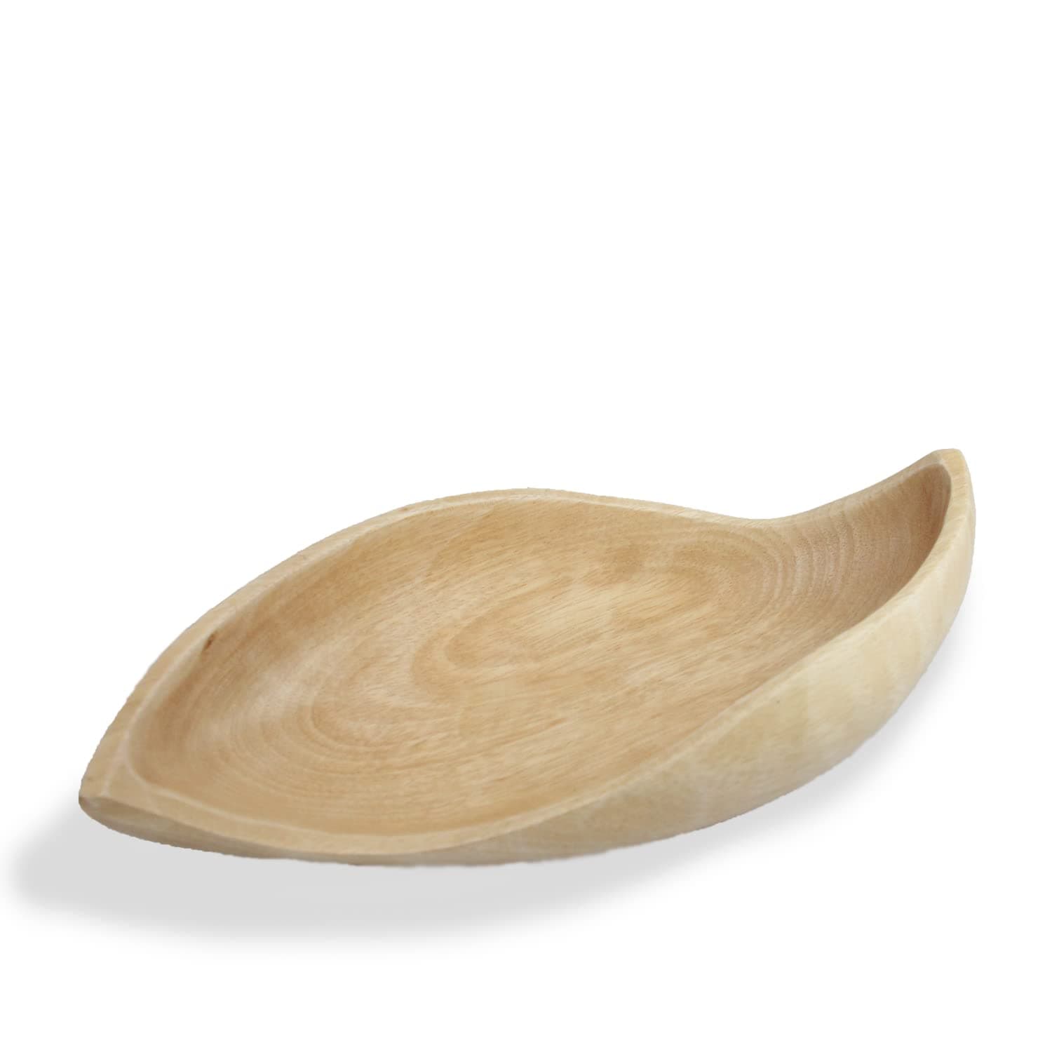 roro Mango Shaped Wood Deep Serving Bowl Dish Hand-Made, 14 Inch Long