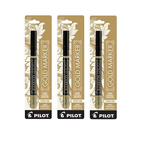 Gold Metallic Permanent Paint Marker, Extra Fine Point, 3-PACK(41701)