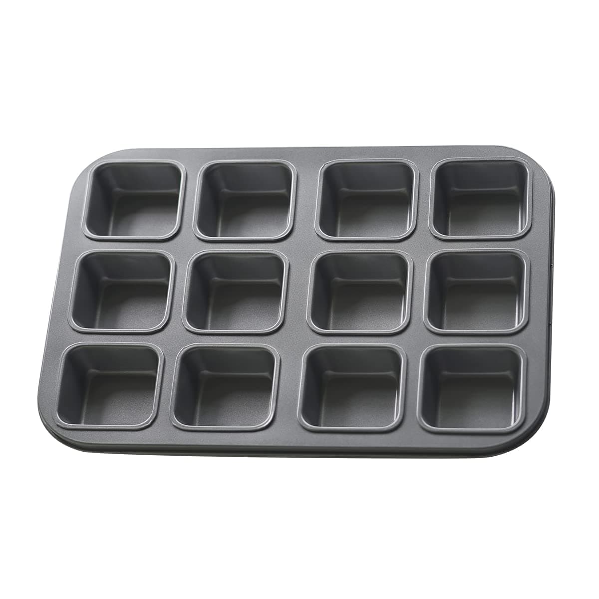 Non-Stick Bakeware Brownie Bar Square Cake Pan, Mini Cheesecake Cupcake Pan, 12-Cavity (13.9" x 10.5" x 1")