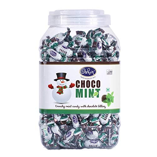 Oshon Choco Mint Filled with Chocolate & Mint Mouth Refreshing Candies - 720g Jar