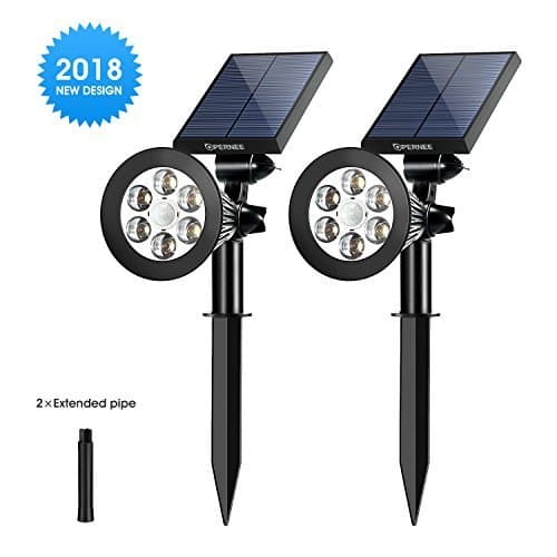 Solar Spotlights, Motion Sensor Solar Lights Outdoor 6 LED Security Lighting Landscape Light Auto On/Off for Patio Deck Garden Garage (with dim Function)