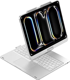 360° Rotatable Keyboard Compatible with iPad Pro 13 inch M4 Backlit Keyboard Case with Touchpad and 7 Color Backlight Foldable 360 Rotating,Silver