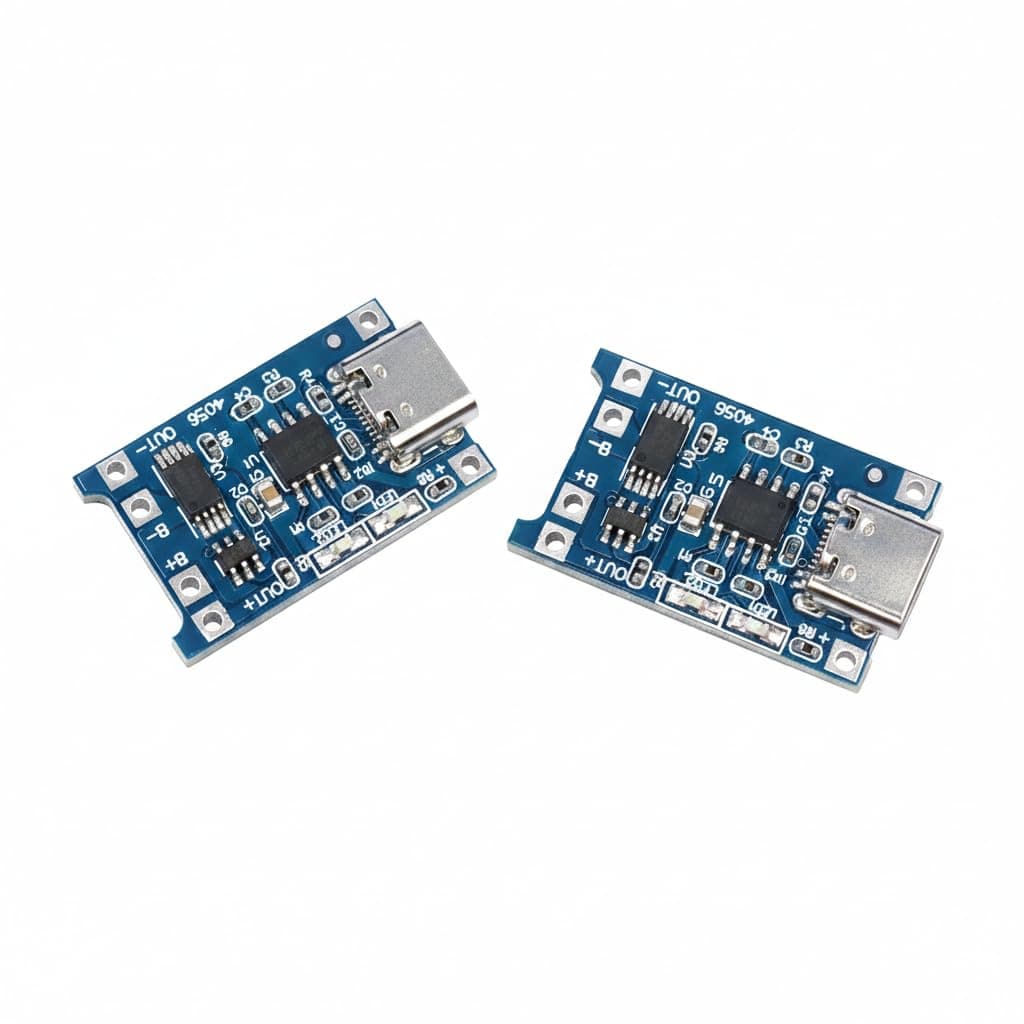 TP4056 USB-C Charging Module for 18650 Lithium Battery | 3.7V DIY Charger Board with Overcharge Protection 2Pcs