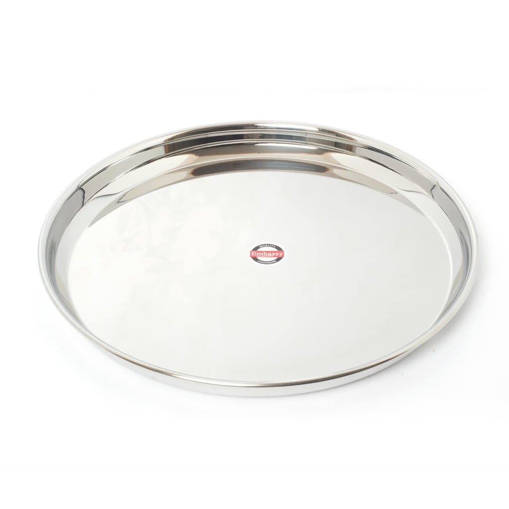 Embassy NP Khumcha/Dinner Plate, Size 14, 31.2 cms (Pack of 2, Stainless Steel)