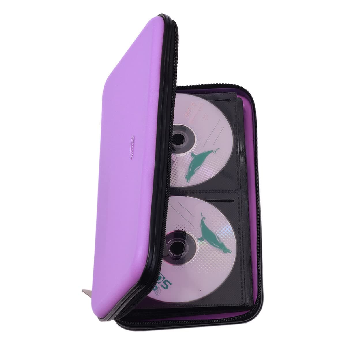 CD DVD Case, 72 Capacity Heavy Duty Wallet, DVD CD Case Holder for Car, Hard Shell Sturdy case, CD Disk Holder, DVD disc Binder, Booklet, Protective Blu-ray Wallet (72 Capacity,Purple)