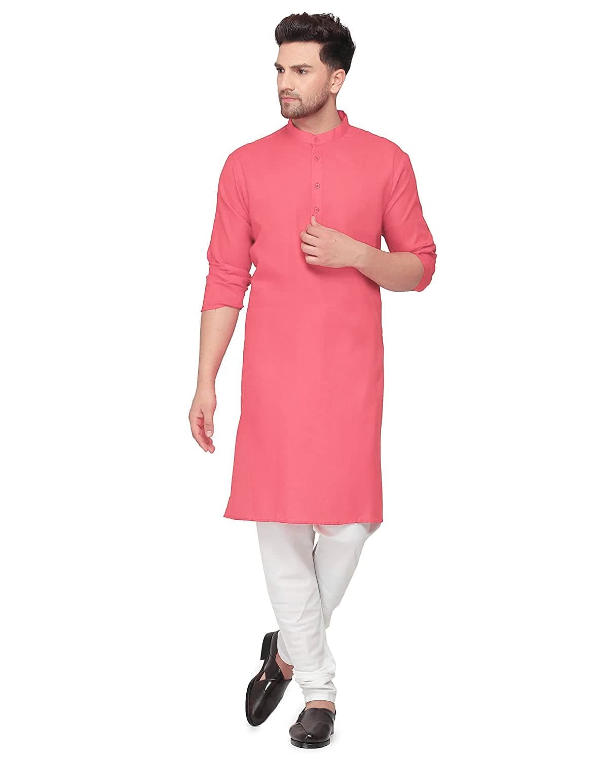 Enmozz® Multi Colored Cotton Plain Men's Ethnic Kurta Only