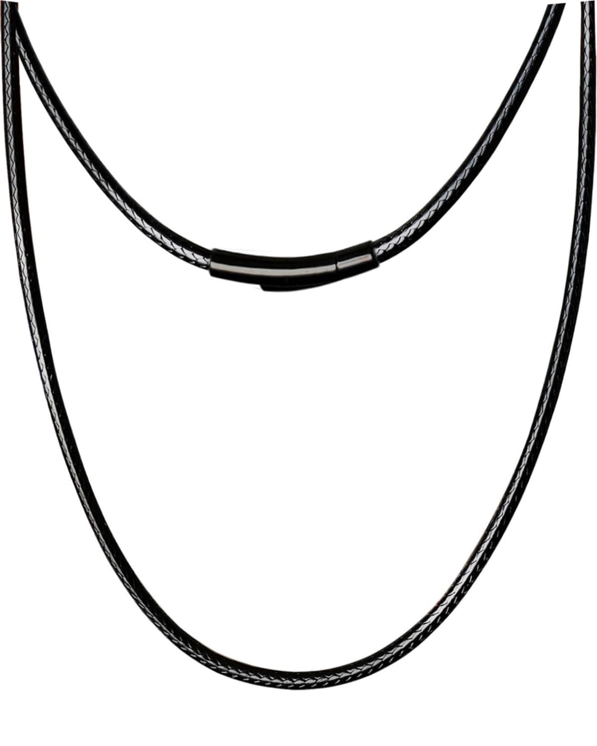 Complete Sizes Genuine Braided Leather Necklace Cord Unique Solid String Wax Rope Necklace for Men/Women, 2MM 3MM 4MM 5MM 14-42inch Waterproof Black Chains