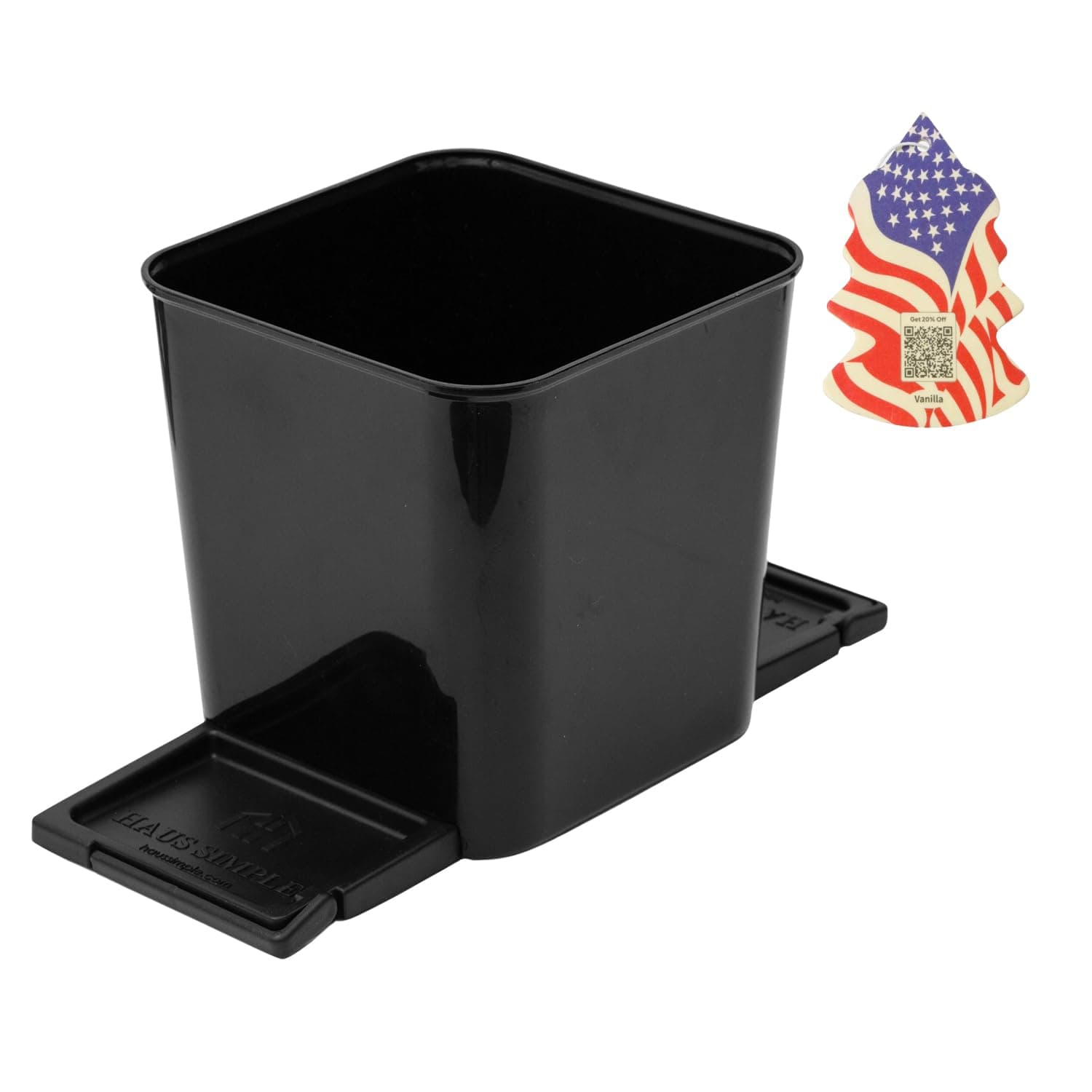 Car Trash Can for Vehicles Leakproof Compact Garbage Bin w/Stability Flap, Anti-Slip Base, Portable Trash Holder for Cars, Trucks, SUVs, Minivans (Black, Small)