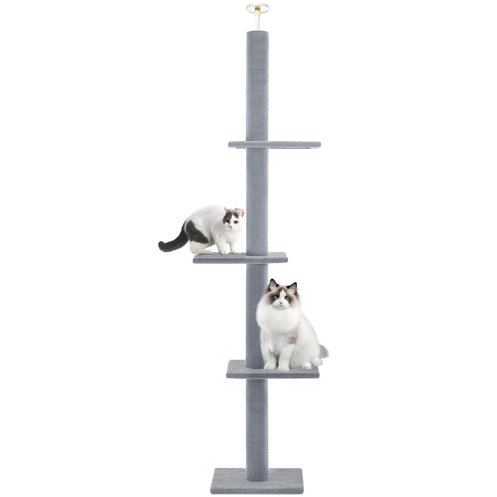 Cat CraftThree-Tier Cat Tree (90"-108") | Adjustable, Floor-To-Ceiling, Multi-Level Cat Tower | Great For Climbing Or Sleeping | Fits 7.5-9 Feet Ceiling Heights, Grey