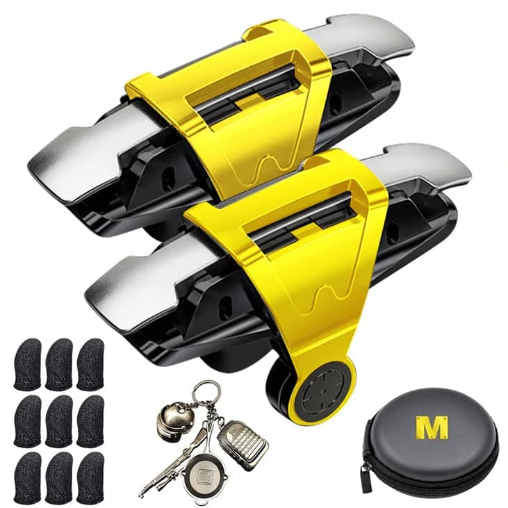 13 in 1 Mobile Phone Game Controller for PUBG/Knives Out/Call of Duty Mobile, Cell Phone L1R1 Triggers for iPhone and Android Phone w/ 9 pcs Mobile Gaming Finger Sleeve Gloves